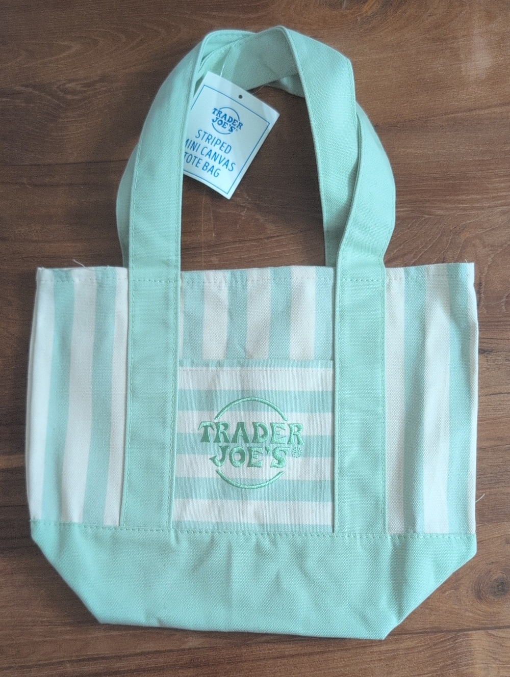 NWT Summer 2026! Mint Green Striped Canvas Tote Bag Limited Edition